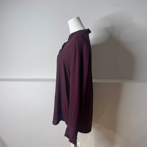 Theory Burgundy Button-Up Blouse Size M – Elegant & Versatile - Picture 3 of 6